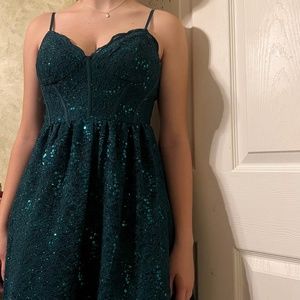 David’s bridal green corset homecoming dress